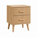 Nachttisch mit 2 Schubladen Eiche natur MDF mit Eichenfurnier rechteckig 45 x 35 x 60 cm