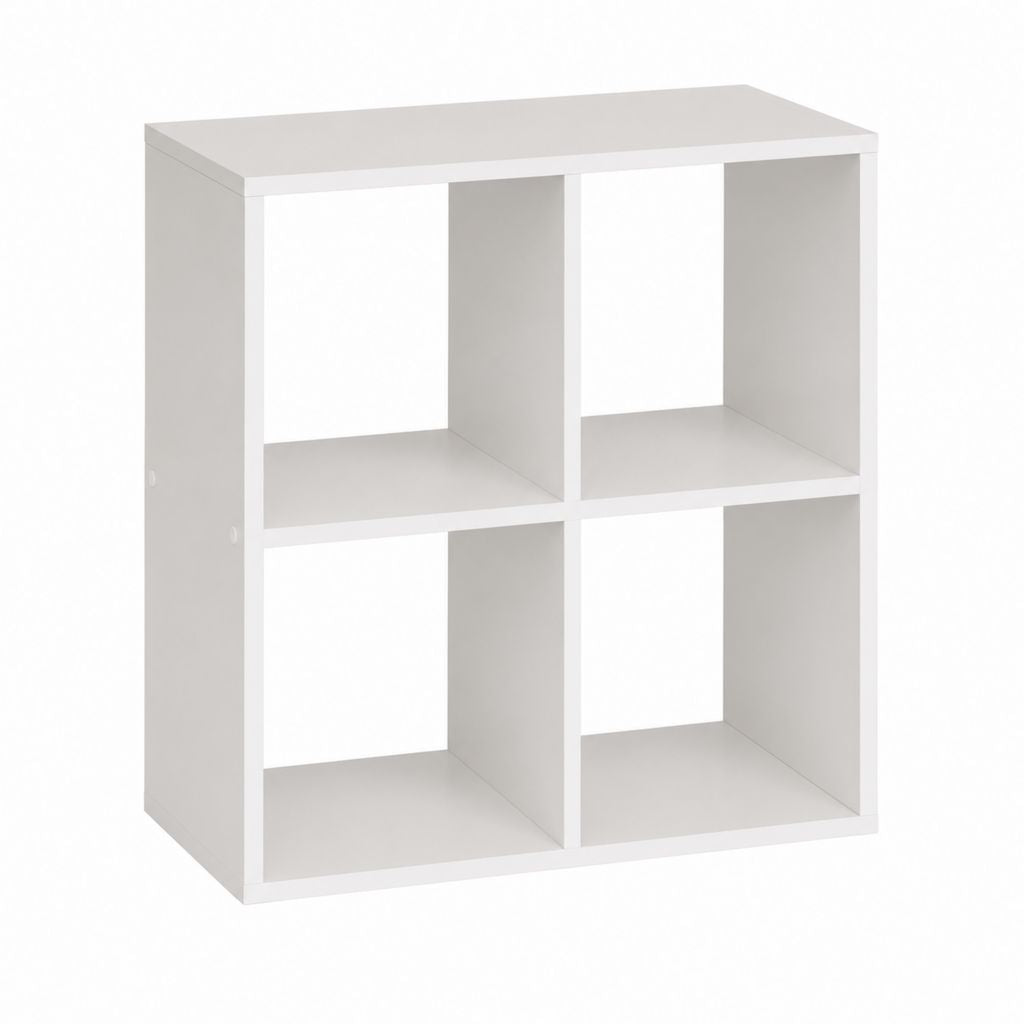Würfelregal Weiß aus Spanplatte 60 x 60 x 30 cm mit 4 offenen Fächern