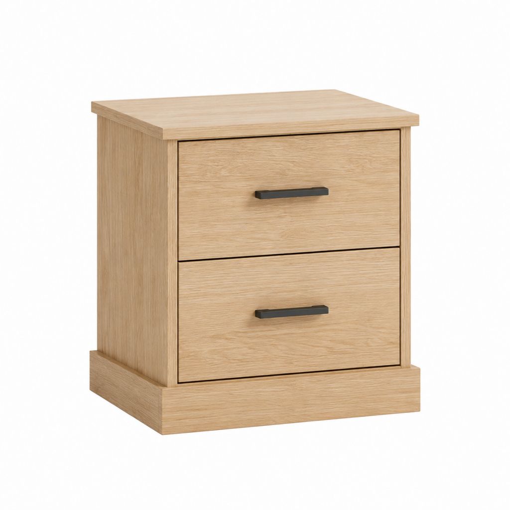 Nachttisch mit 2 Schubladen Eichenoptik Spanplatte rechteckig 40 x 35 x 55 cm
