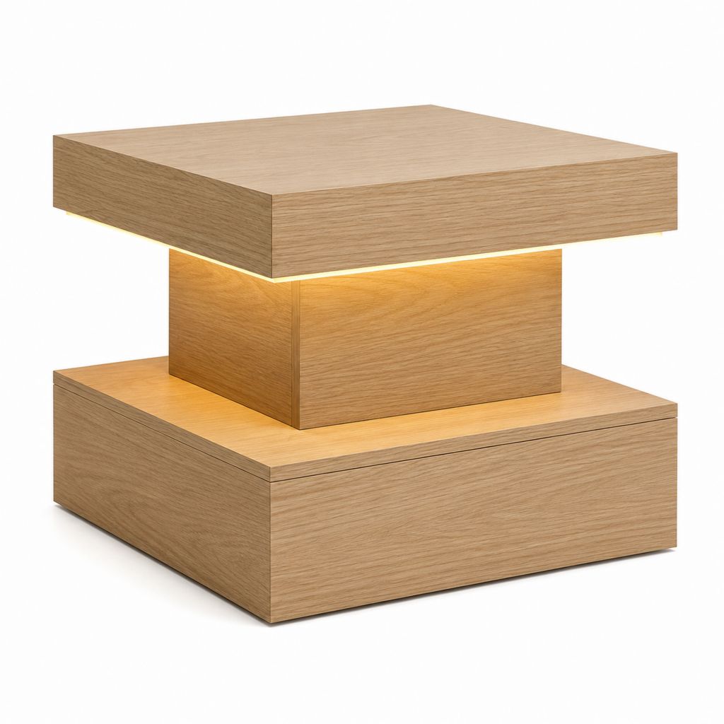 Couchtisch mit LED-Beleuchtung Eiche MDF quadratisch 80 x 80 x 40 cm