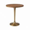 Runder Gartentisch Braun Gold mit walnussfurnierter MDF-Platte und Stahlfuß 60 x 75 cm