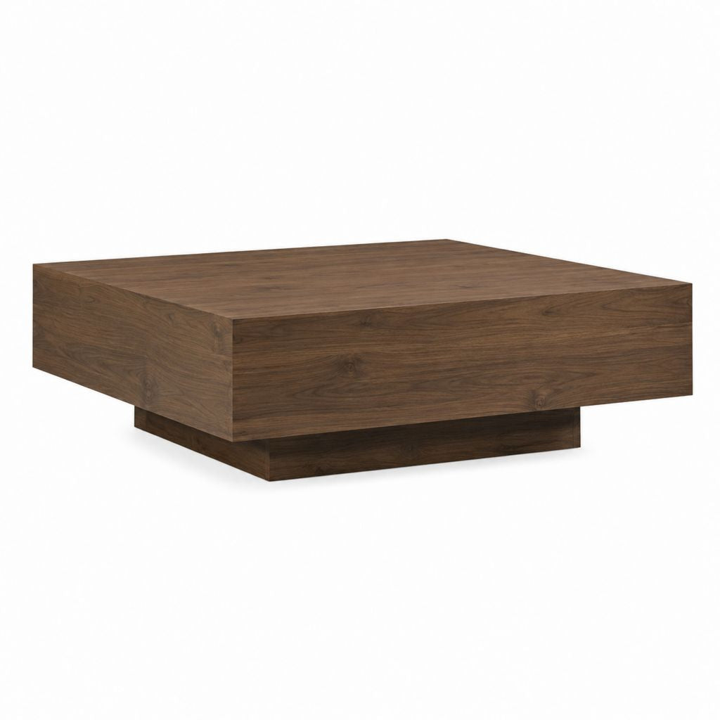 Couchtisch quadratisch nussbraun MDF mit Nussbaumfurnier 100 x 100 x 34 cm
