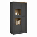 Vitrinenschrank Anthrazit Eiche Spanplatte rechteckig 90 x 40 x 190 cm