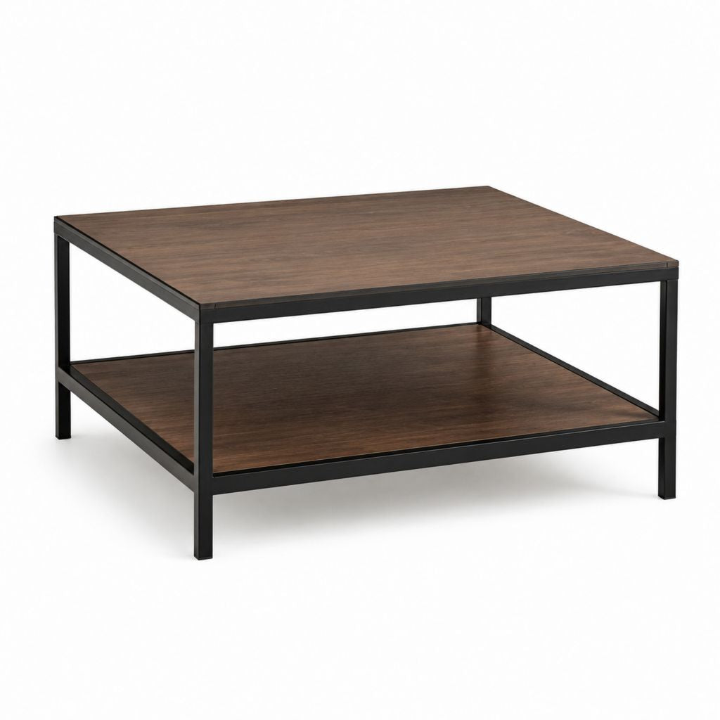 Couchtisch mit Ablage Braun MDF Stahl rechteckig 80 x 80 x 45 cm