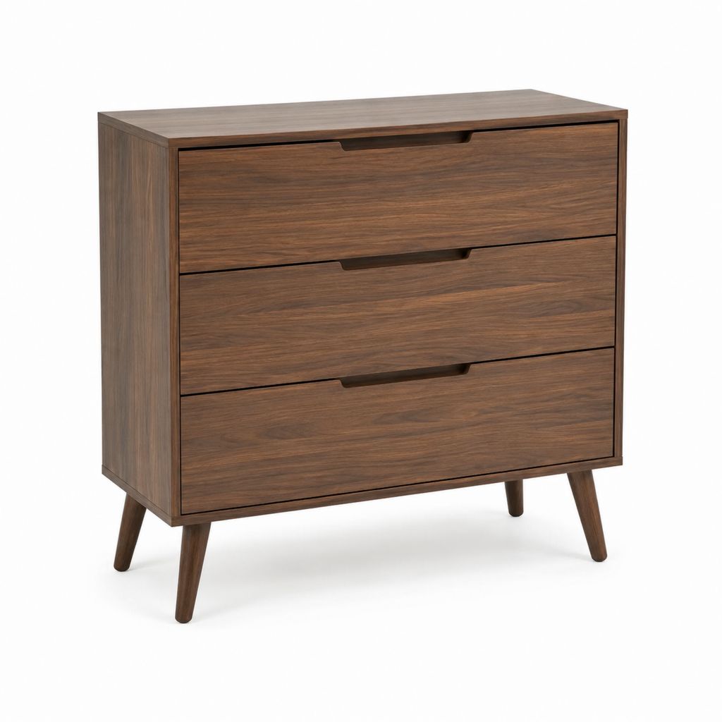 Kommode mit 3 Schubladen Nussbraun MDF Rechteckig 80 x 40 x 90 cm