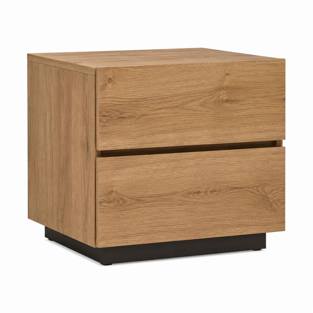 Nachttisch eichefarben aus Spanplatte rechteckig mit 2 Schubladen 50 x 40 x 55 cm