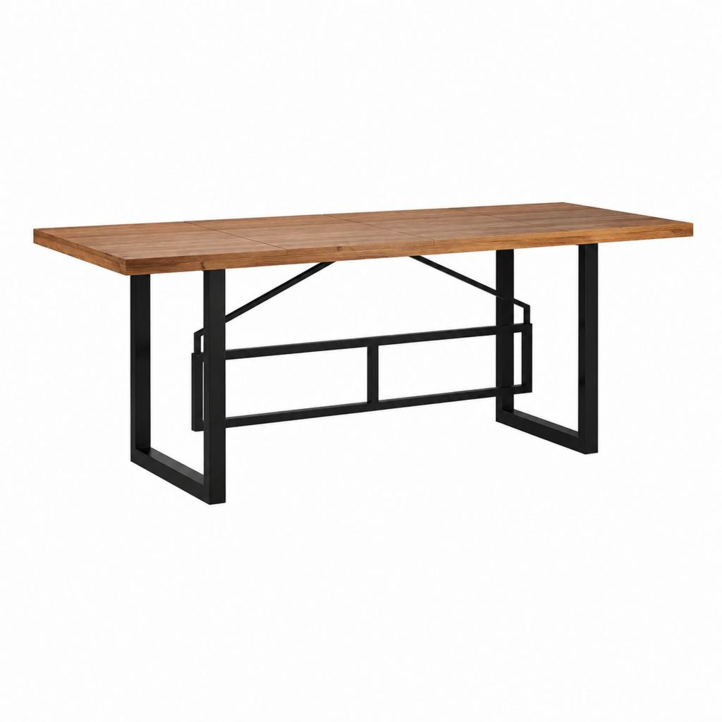 Gartentisch rechteckig Akazienholz und Stahl Schwarz Braun 200 x 100 x 75 cm
