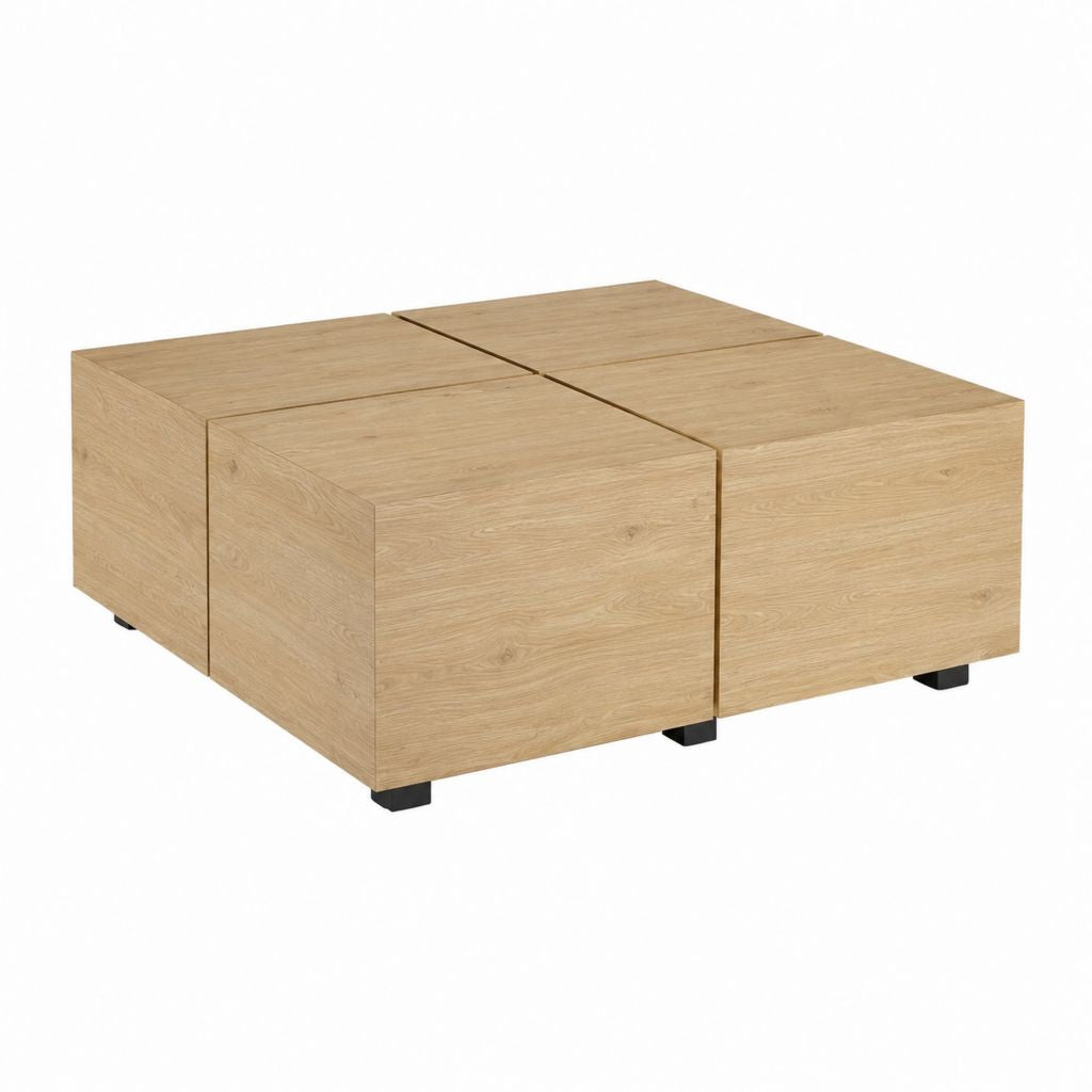 Couchtisch Set 4-teilig Eiche furniert quadratisch 120 x 120 x 40 cm