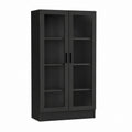 Vitrine Schwarz Spanplatte und gehärtetes Glas rechteckig 80 x 40 x 190 cm